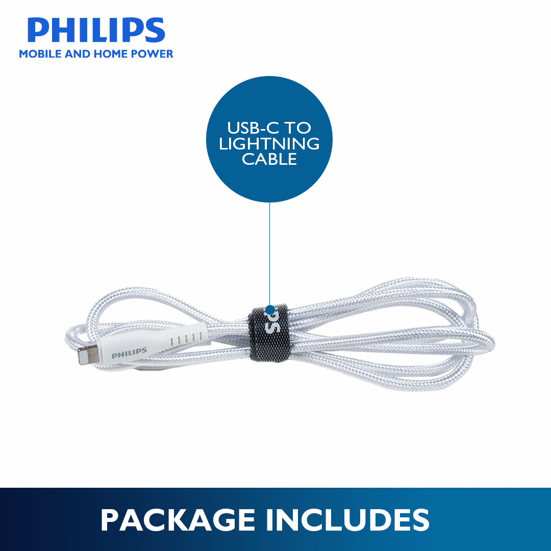 Philips Braided 1.2m 18W USB C Type-C to Lightning Cable MFi Certified iPhone Charging Cable