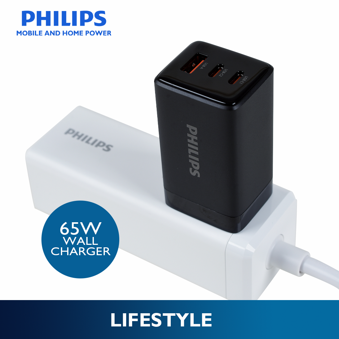 Philips 65watts Ultra Fast 3-Port Compact Fast PPS Wall Charger