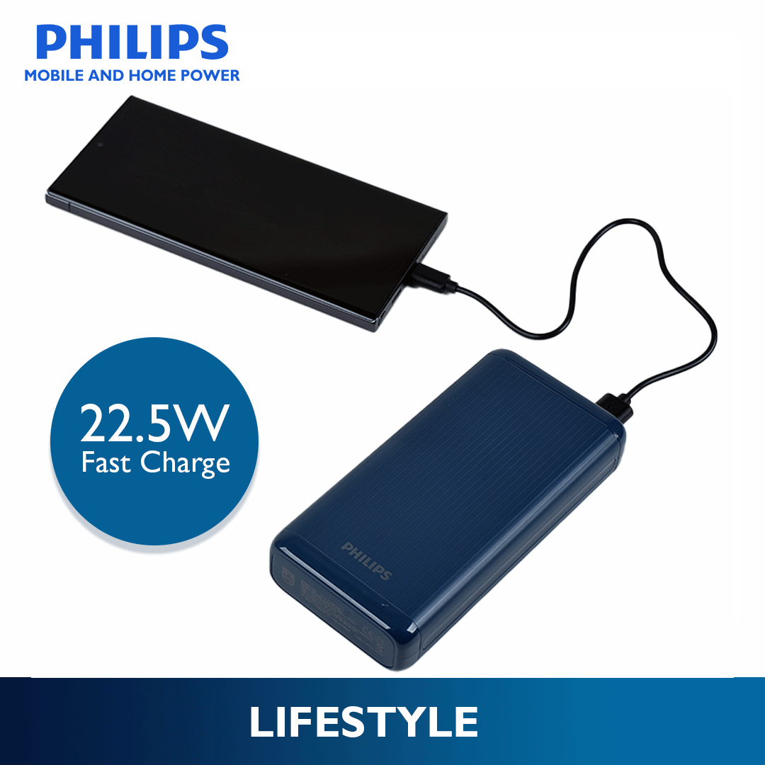 Philips Blue 22.5W 20000mAh Li-polymer PD Powerbank  with LCD Display