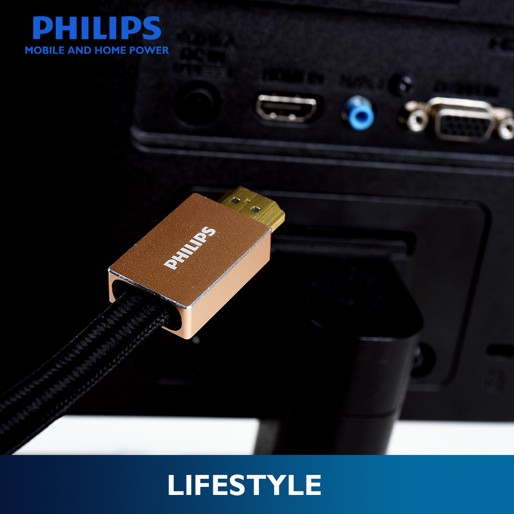 Philips HDMI2.1 1.5m 8K/60Hz 48Gbps HDMI Premium Certified Gold Connector  Flat Braided Cables