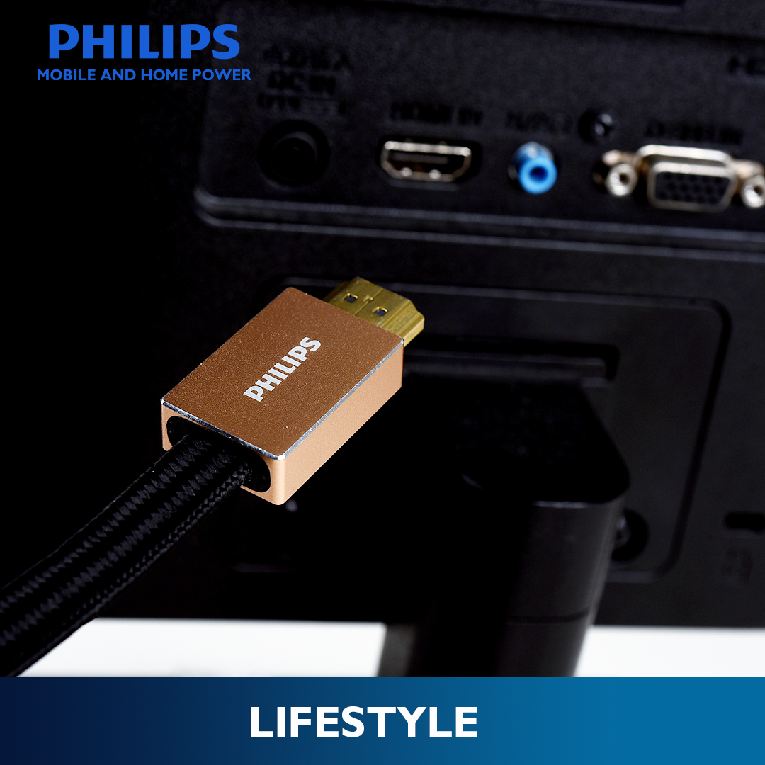 Philips HDMI2.1 1.5m 8K/60Hz 48Gbps HDMI Premium Certified Gold Connector  Flat Braided Cables