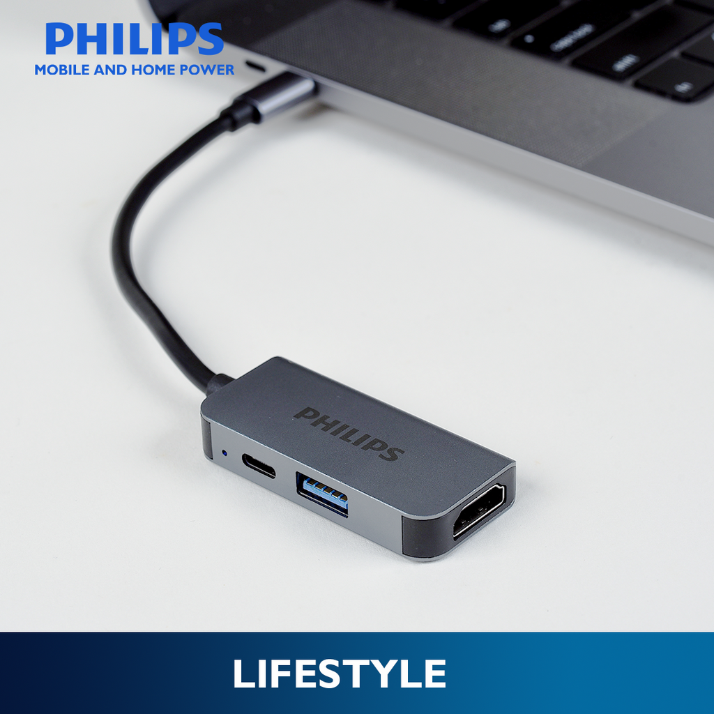 Philips HDMI 4K 0.1m 3Ports USB-C to HDTV Multifunction Adapter