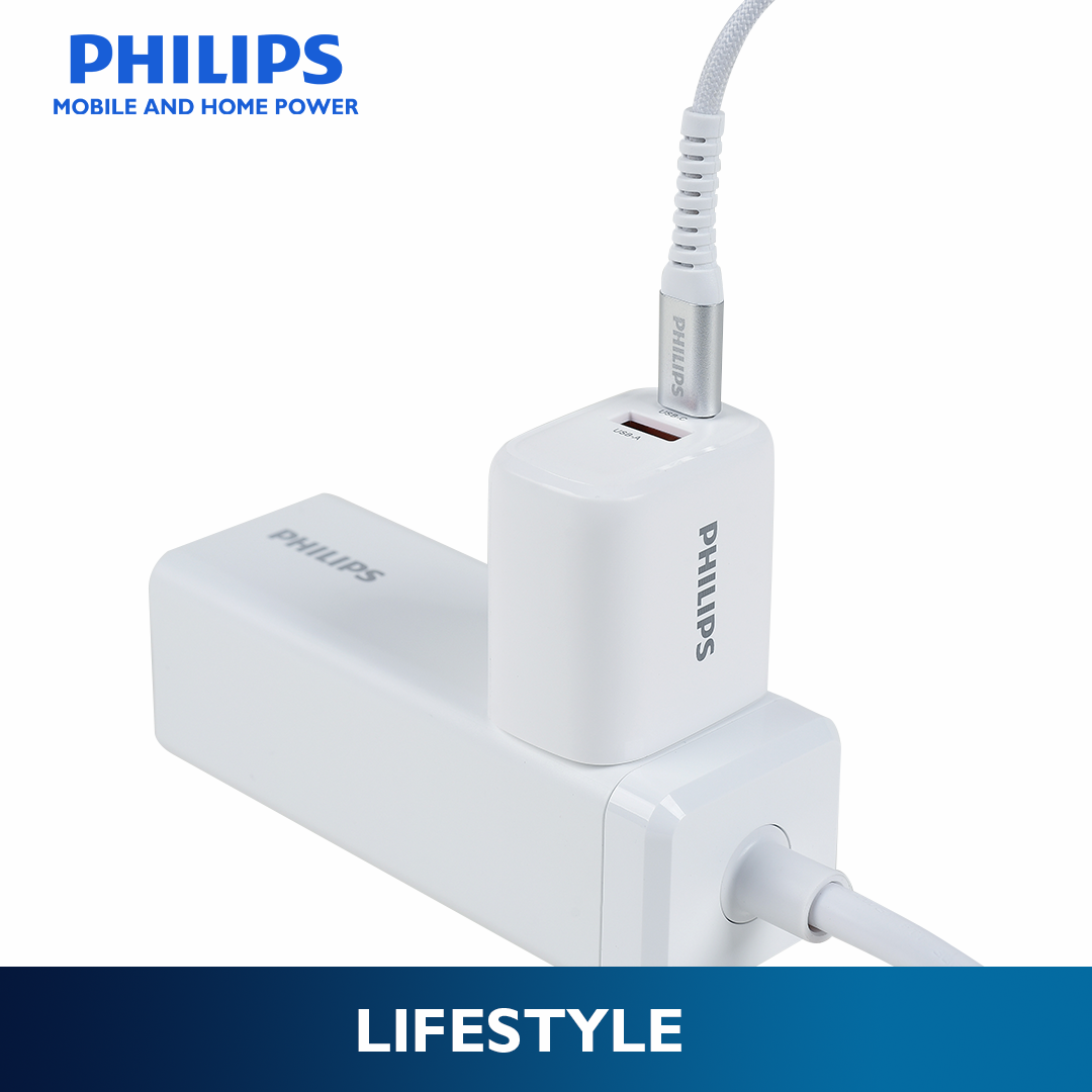 Philips 100W 1.2M USB-C to USB-C Cable Transfer and Fast Charging Braided Cable