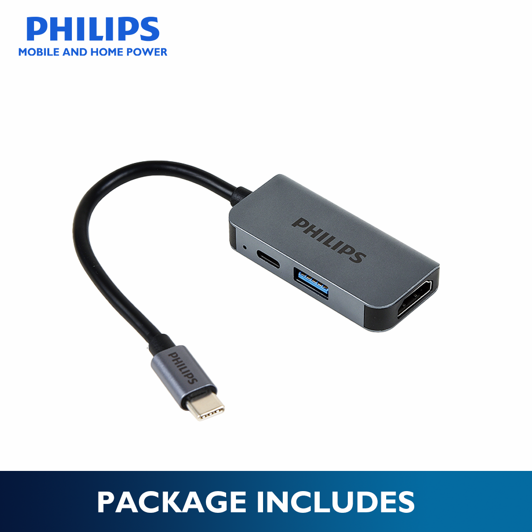 Philips HDMI 4K 0.1m 3Ports USB-C to HDTV Multifunction Adapter