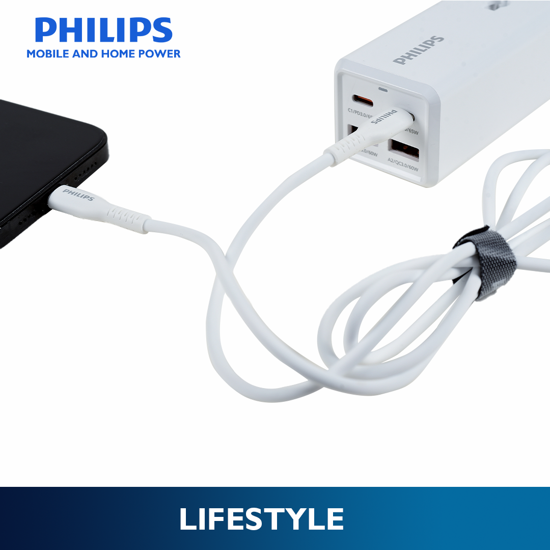 Philips White 60W 1.2M USB Type C to USB C PD Cable