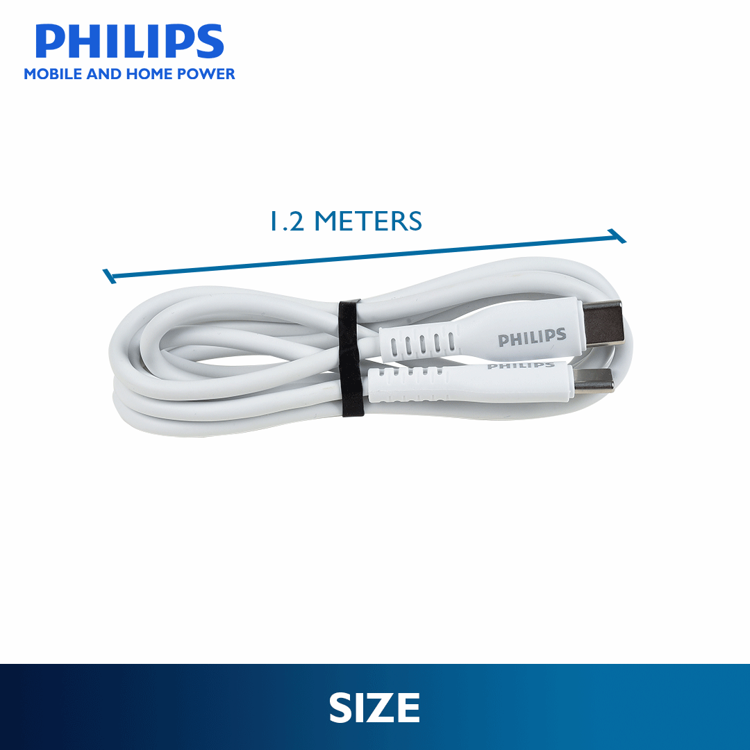 Philips 1.2 Meter 20Watts USB C to USB C Cable Fast Charging TPE-Silicon Cable