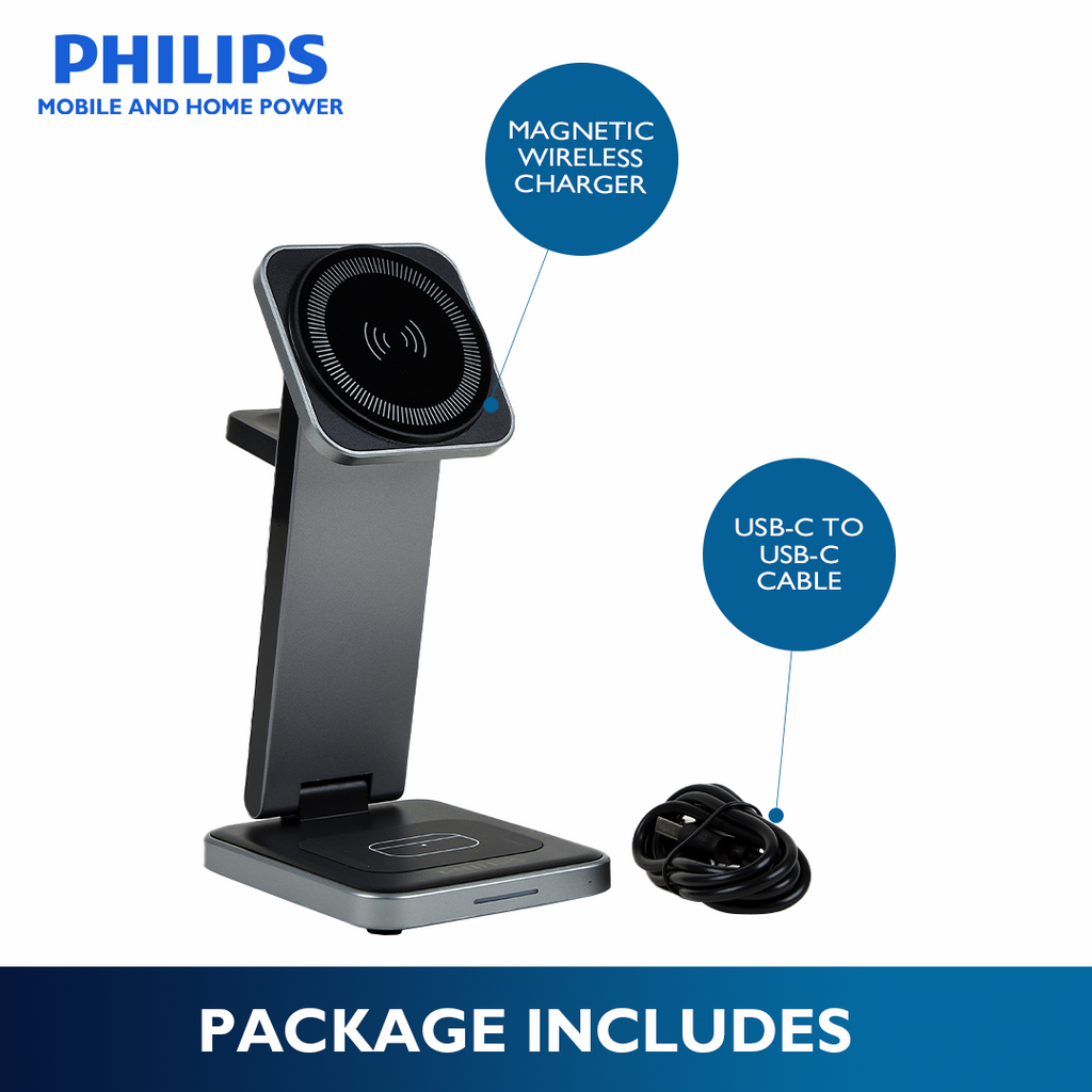 Philips 15W 3-in-1 Magnetic Wireless Fast Charger Portable Wireless Charger