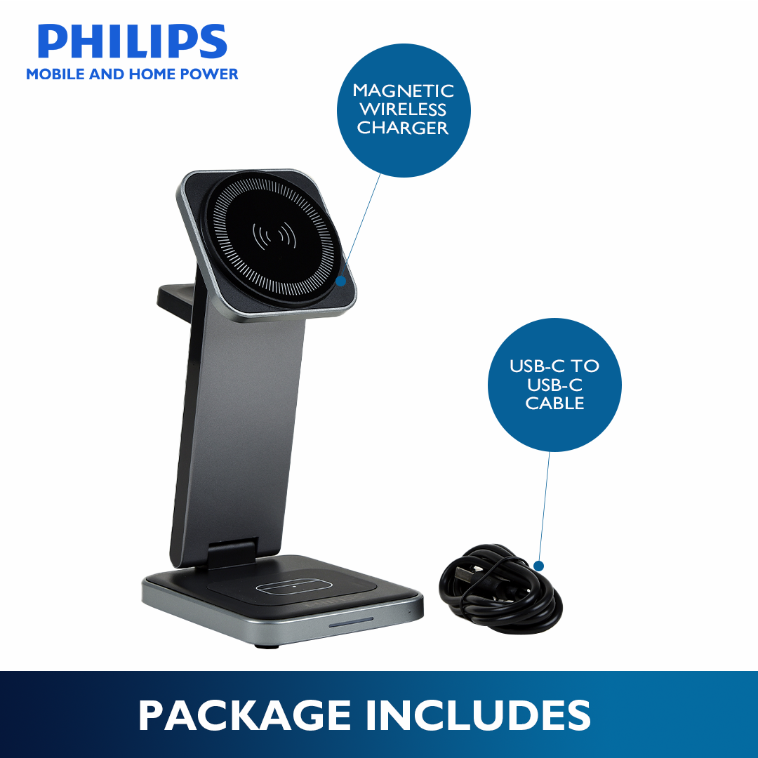 Philips 15W 3-in-1 Magnetic Wireless Fast Charger Portable Wireless Charger