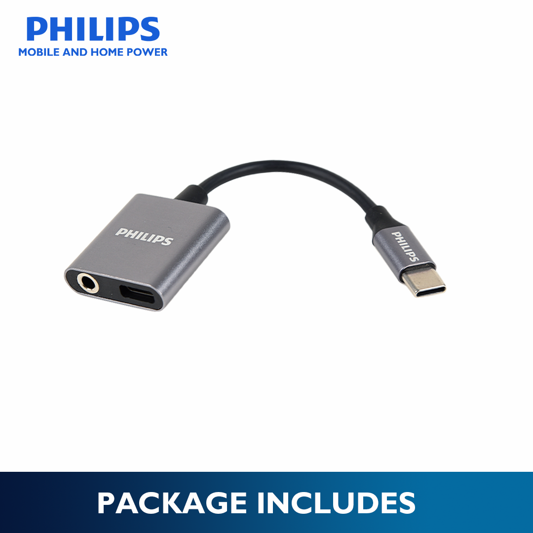 Philips 3.5mm Type C to USB C Audio and Charger Adapter