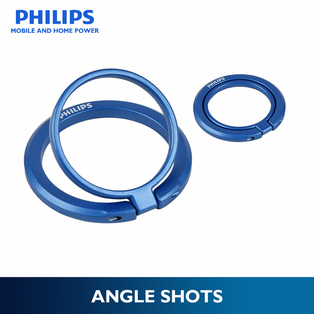 Philips Blue 360°Rotation 180° Flip Metallic Magnetic Ring Stand Cellphone Holder with Additional Metal Magnetic Ring