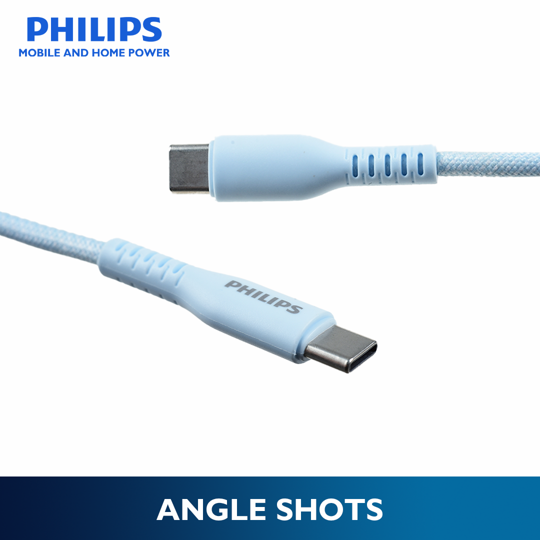 Philips Blue 60W Braided 1.2M USB Type C to USB C PD Cable