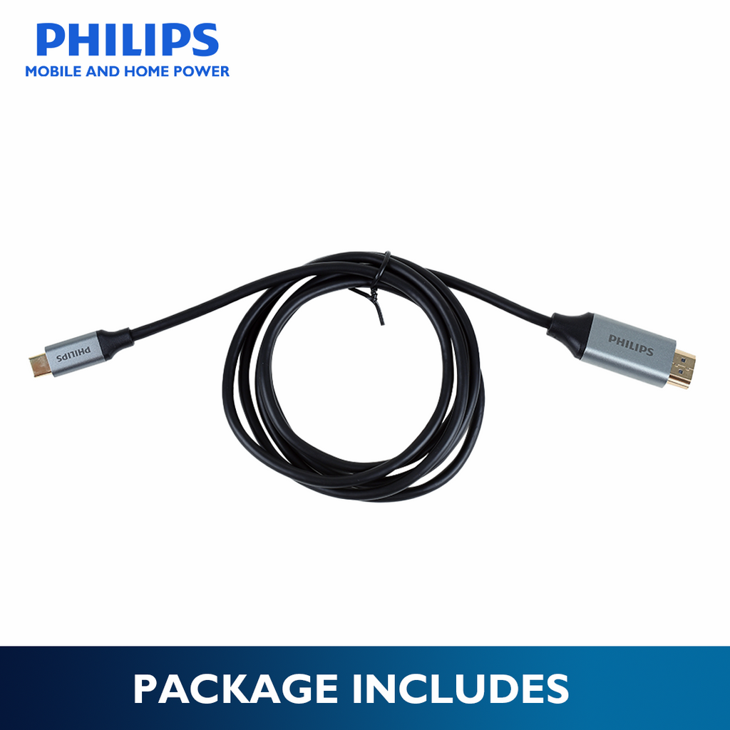 Philips 1.2m 4K/60Hz USB-C to HDMI Cable Nickel Plated Copper Compatible with  MacBook Pro IPad Pro Laptop