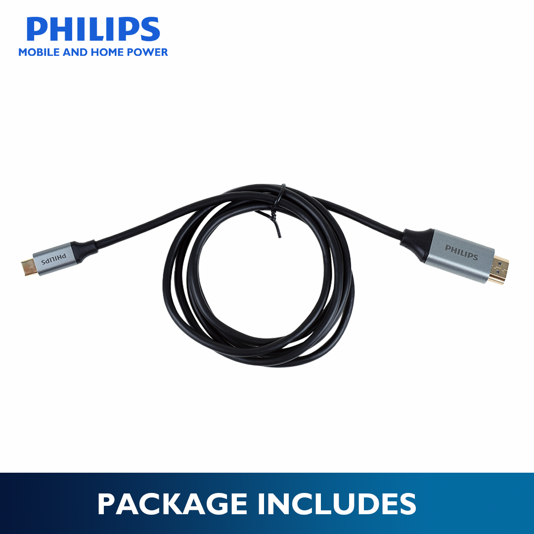 Philips 1.2m 4K/60Hz USB-C to HDMI Cable Nickel Plated Copper Compatible with  MacBook Pro IPad Pro Laptop