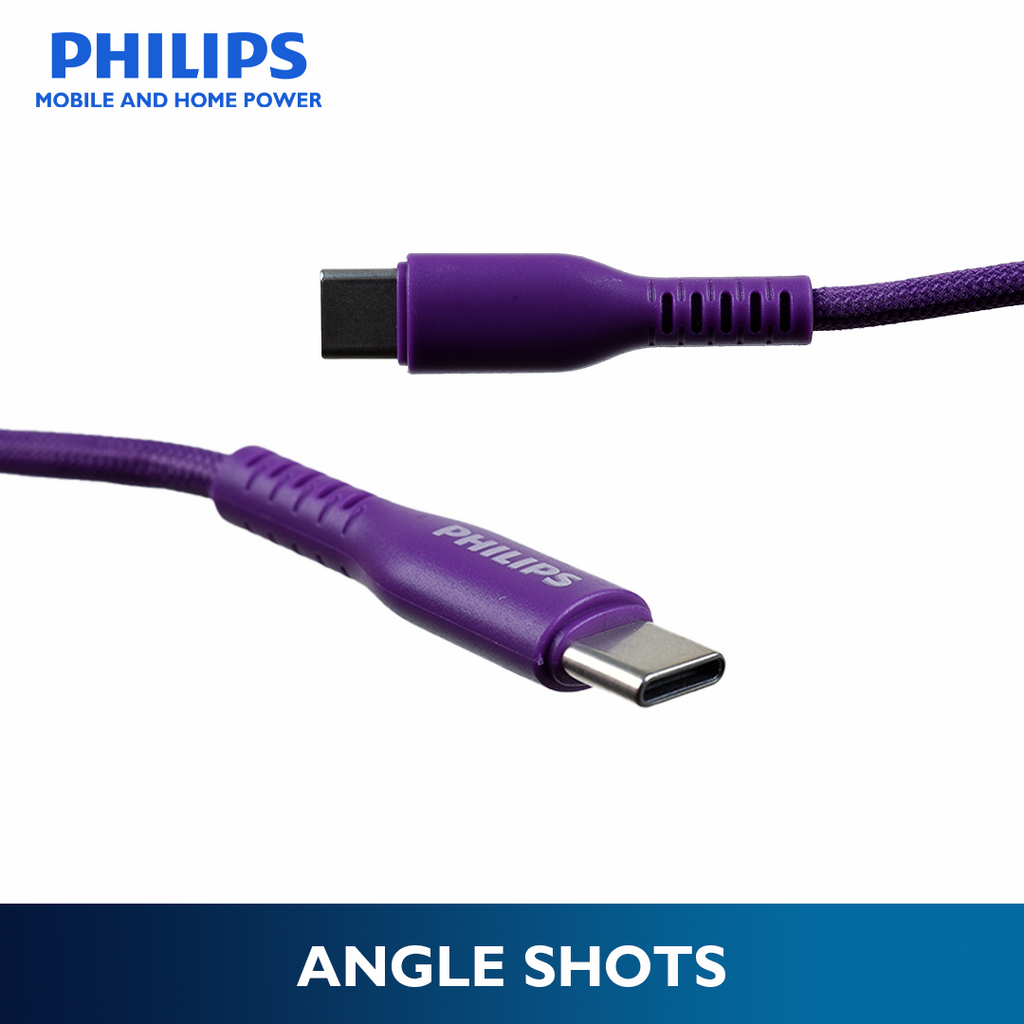 Philips Purple 60W Braided 1.2M USB Type C to USB C PD Cable