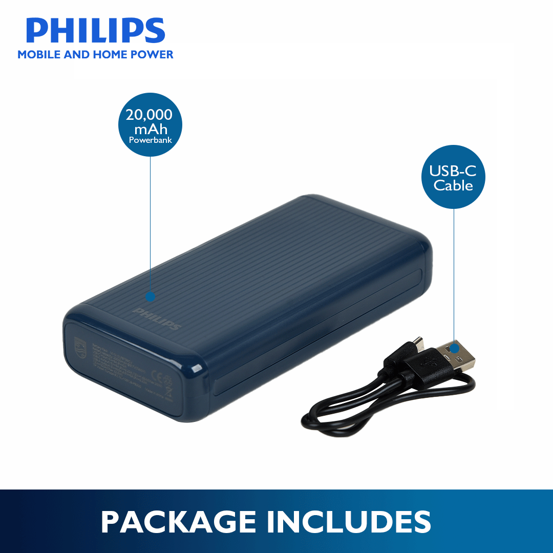 Philips Blue 22.5W 20000mAh Li-polymer PD Powerbank  with LCD Display