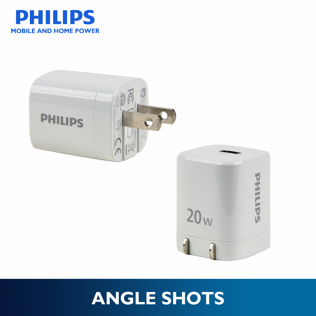Philips 20Watts USB-C PD Mini Wall Charger Compact Charger with Foldable Plug