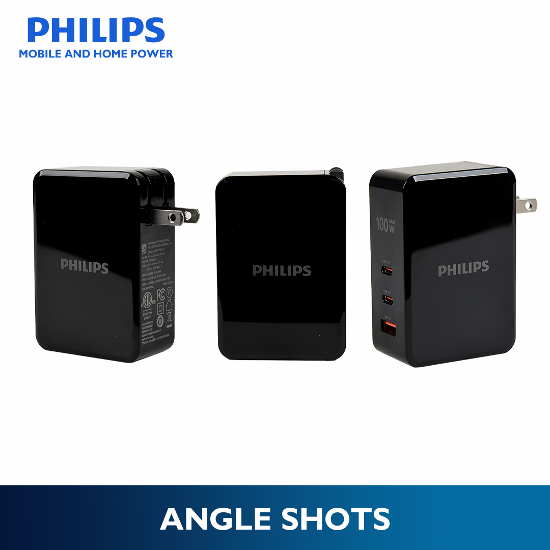 Philips 100Watts USB C 3-Port Compact Fast PPS Wall Charger