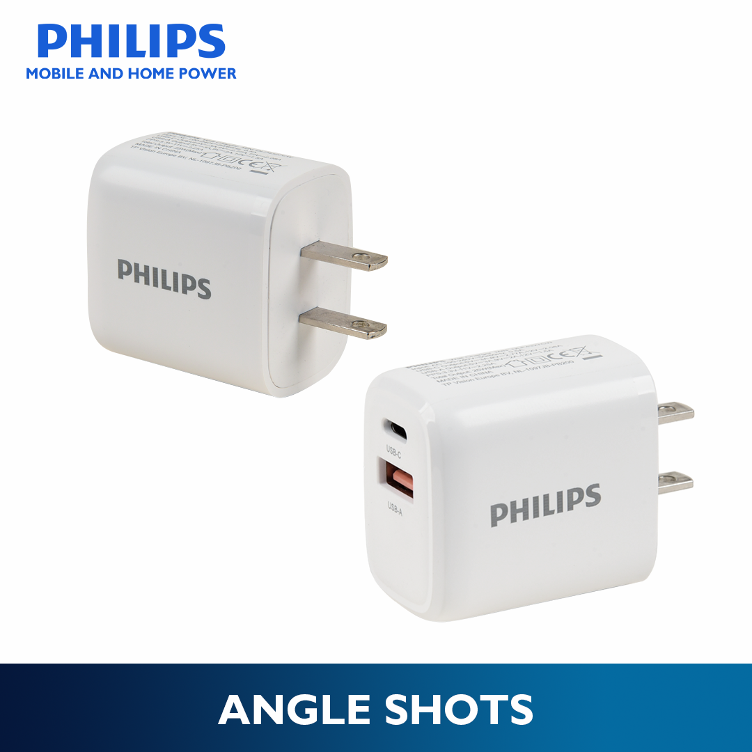 Philips 25Watts Fast Wall Charger with USB-C and USB-A Port Wall Charger