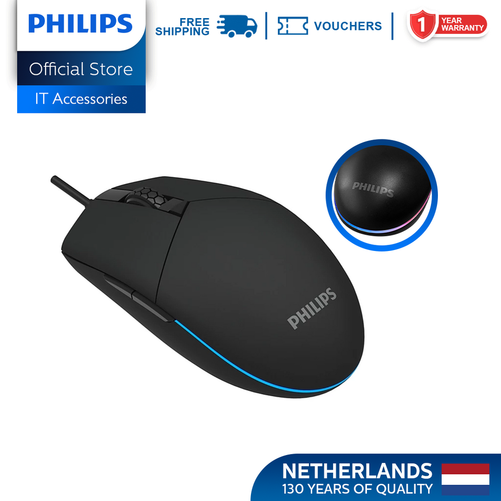 Philips Wired Gaming Mouse Momentum 3000 6400 DPI, RGB Backlight 6 Buttons
