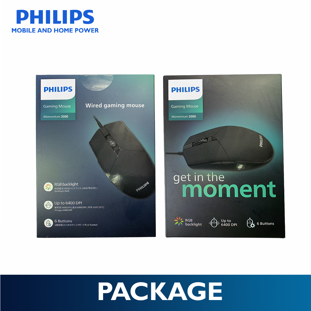 Philips Wired Gaming Mouse Momentum 3000 6400 DPI, RGB Backlight 6 Buttons