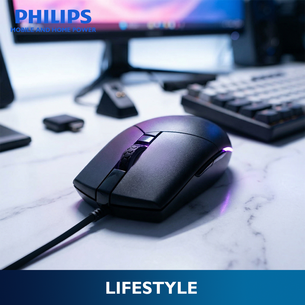 Philips Wired Gaming Mouse Momentum 3000 6400 DPI, RGB Backlight 6 Buttons