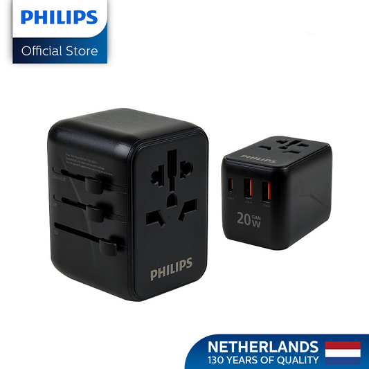 Philips 20W Fast Charging Multi-Port Universal Socket Non Grounding US/EU/AUS/UK plugs Quick Charge Adaptor