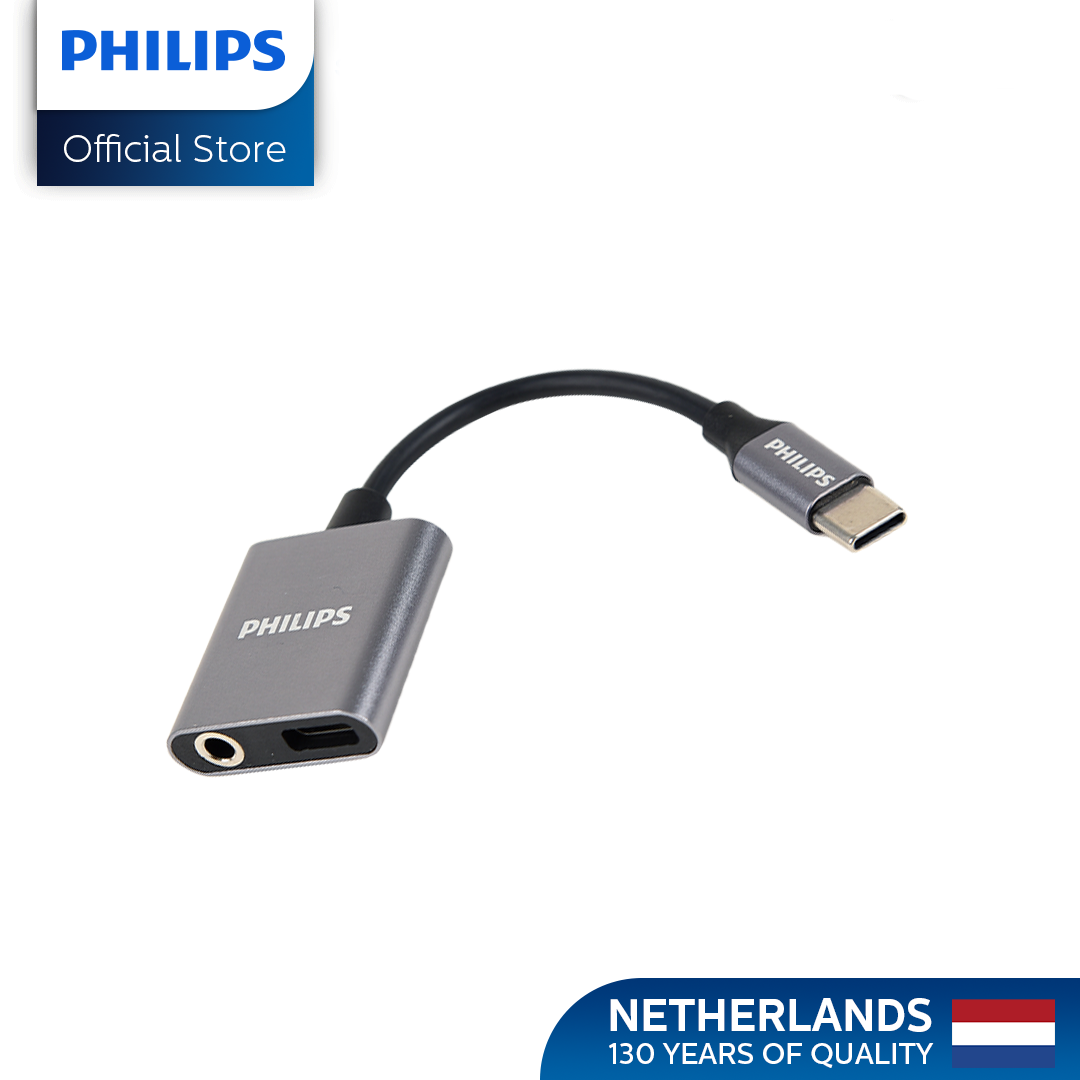 Philips 3.5mm Type C to USB C Audio and Charger Adapter