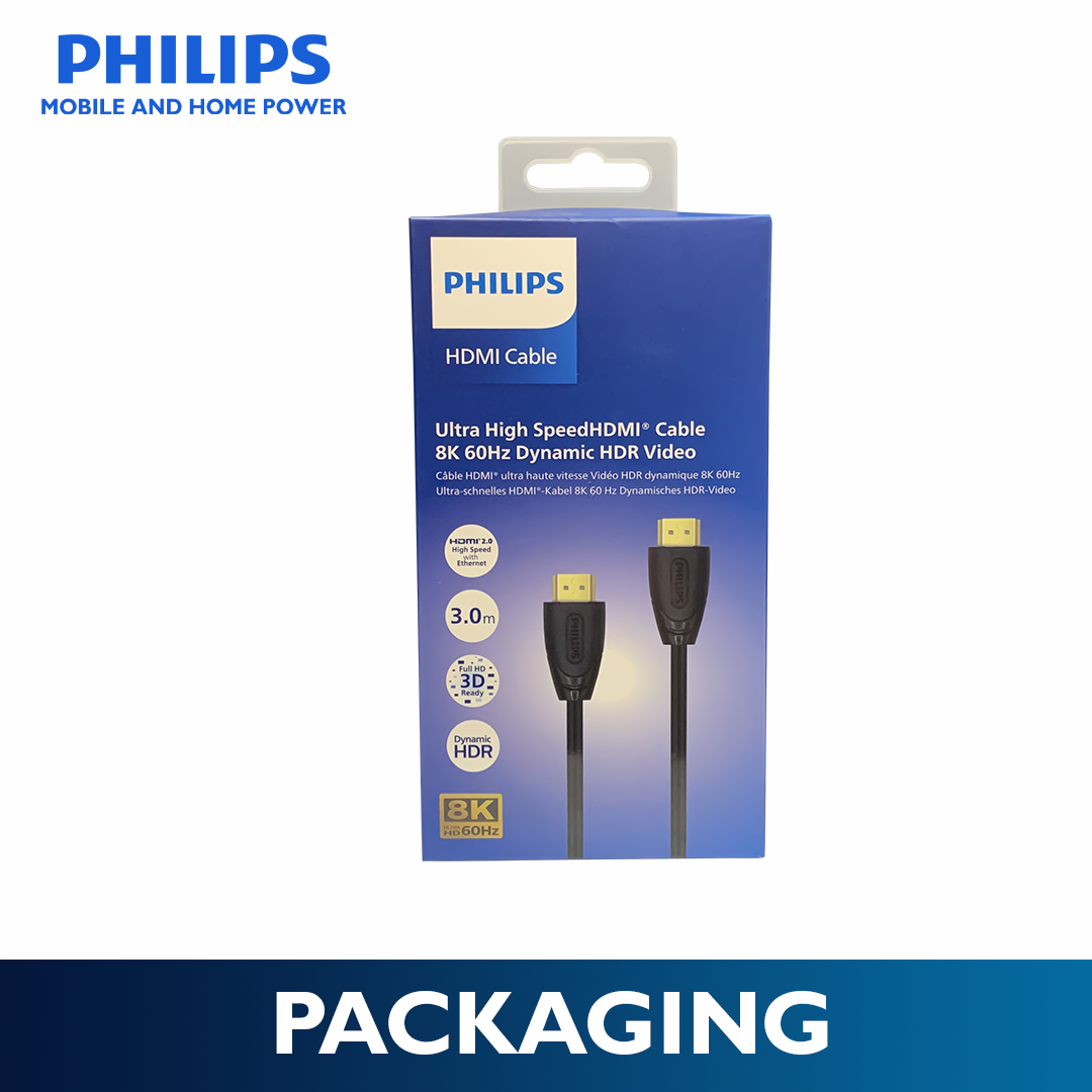 Philips 3m Ultra High-Speed HDMI 2.0 Cable 8K 60Hz Dynamic HDR, 3D & Full HD Ready