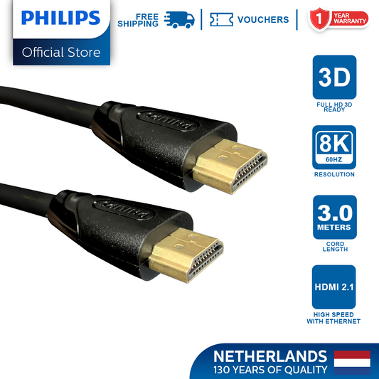 Philips 3m Ultra High-Speed HDMI 2.0 Cable 8K 60Hz Dynamic HDR, 3D & Full HD Ready