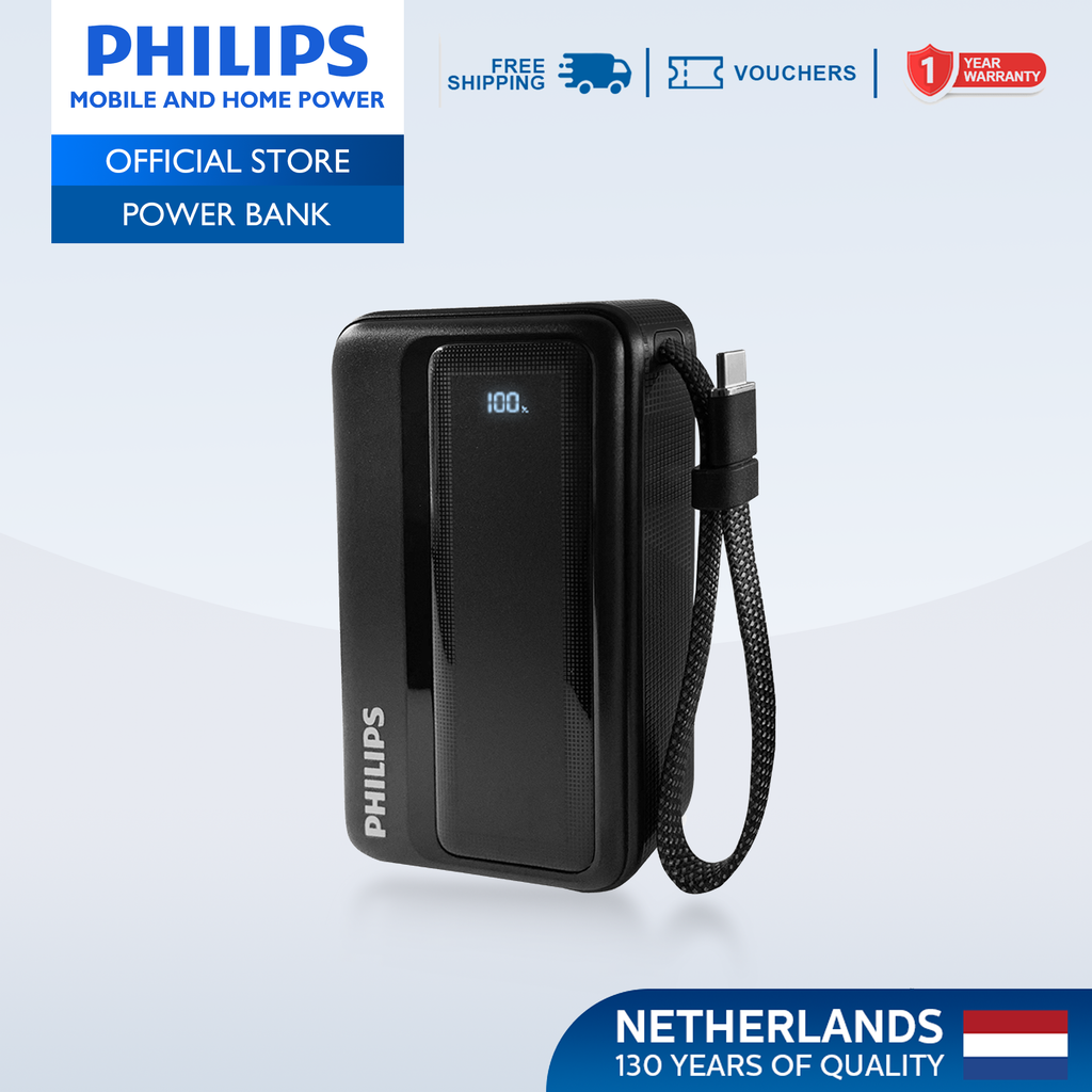 Philips 20000mAh Power Bank 45W Fast Charging PD QC3.0 Fast Charging Built-in USB-C