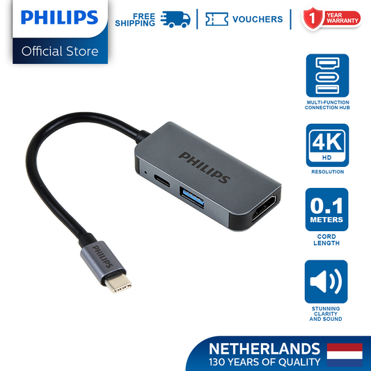 Philips HDMI 4K 0.1m 3Ports USB-C to HDTV Multifunction Adapter