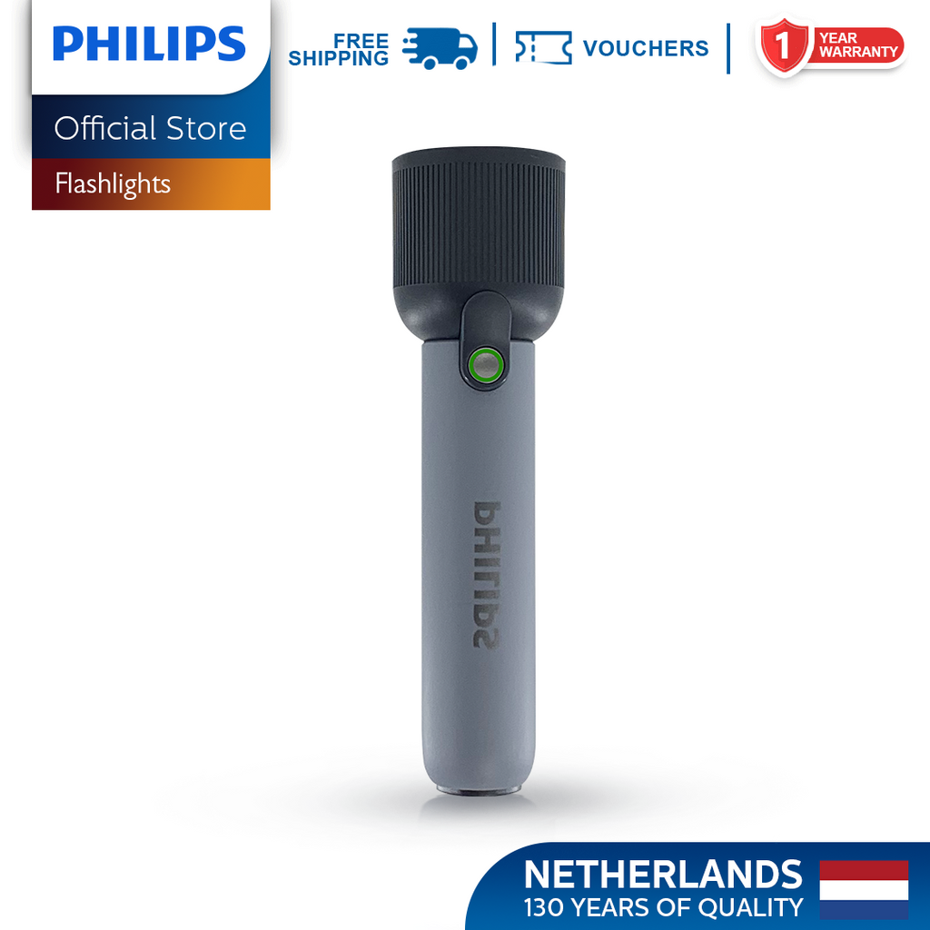 PHILIPS 3W Rechargeable LED Flashlight Torch | 400 Lumens | 150m Range Up to 12hrs Use With Full Brightness, Low Light, and Infinite Dimming