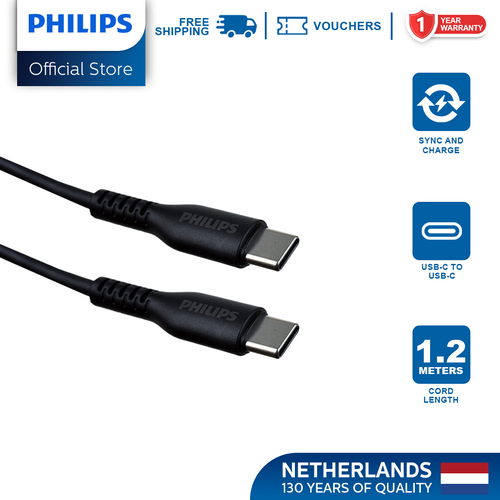 Philips 1.2 Meter 20 Watts USB C to Charger Type C USB C Cable