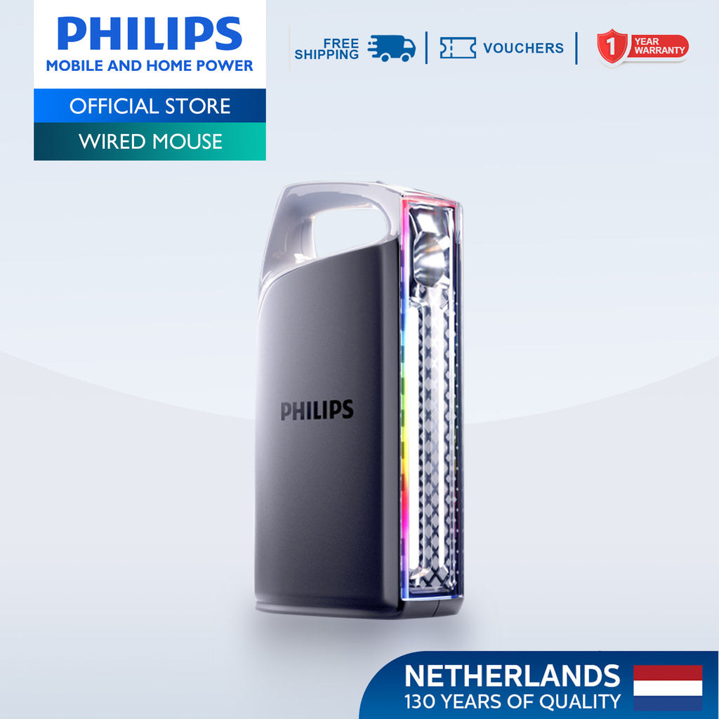Philips Rechargeable Portable Flashlight Multiple Modes Up to 300mins Light with RGB High Lumen 10W 4000mAh 5-20hrs Camping Flashlight Emergency Light