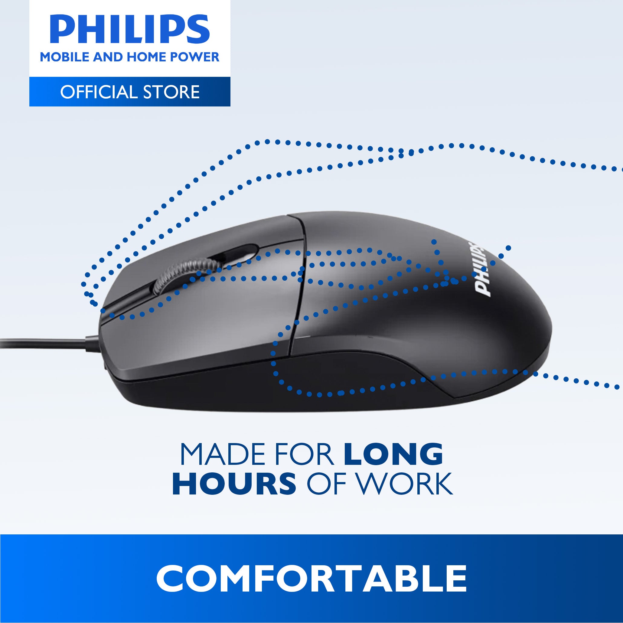 Philips Wired Mouse 2000 Series 1200 DPI, Optical Sensor, Plug & Play Office & Home Use