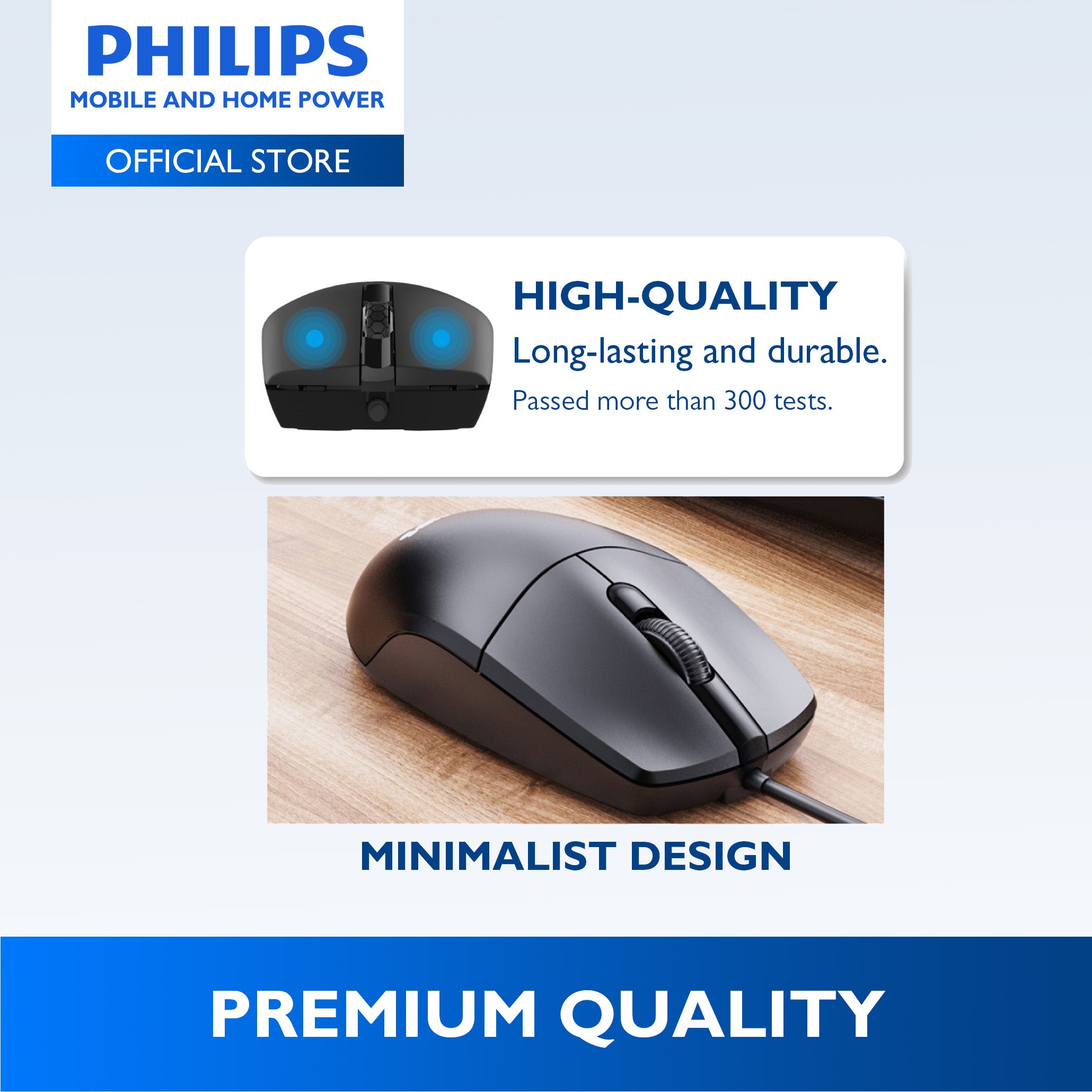 Philips Wired Mouse 2000 Series 1200 DPI, Optical Sensor, Plug & Play Office & Home Use