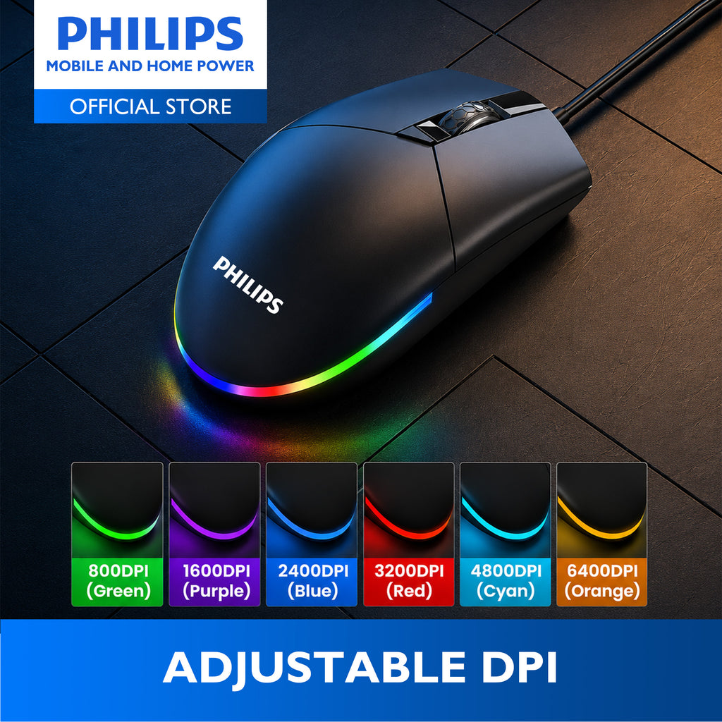 Philips Wired Gaming Mouse Momentum 3000 6400 DPI, RGB Backlight 6 Buttons