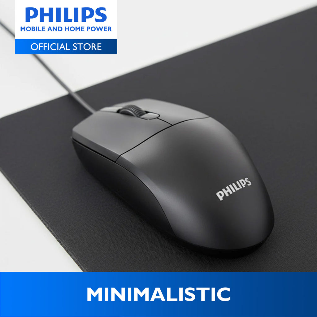 Philips Wired Mouse 2000 Series 1200 DPI, Optical Sensor, Plug & Play Office & Home Use