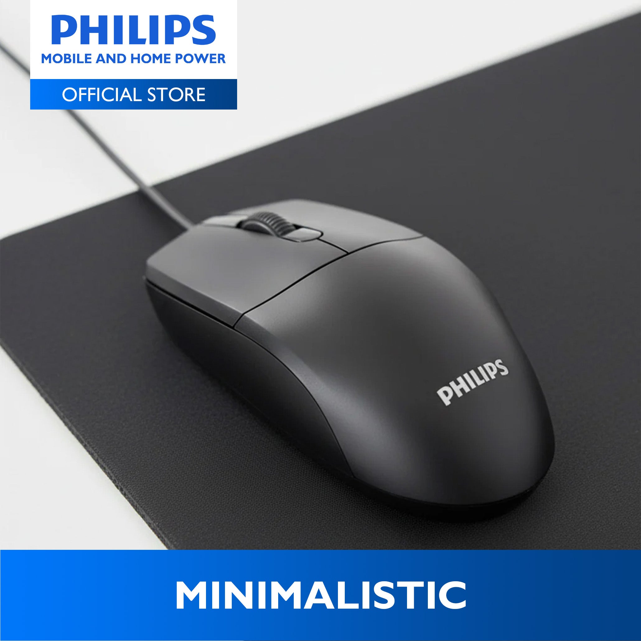 Philips Wired Mouse 2000 Series 1200 DPI, Optical Sensor, Plug & Play Office & Home Use