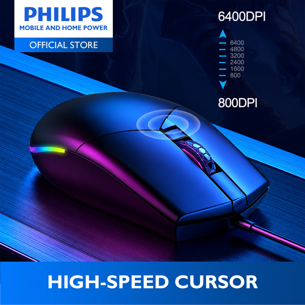 Philips Wired Gaming Mouse Momentum 3000 6400 DPI, RGB Backlight 6 Buttons